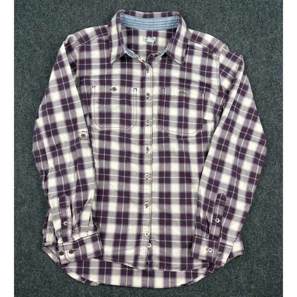 Carhartt Womens Purple Plaid Button Down Shirt Long Sleeve Roll Tab Small 4/6